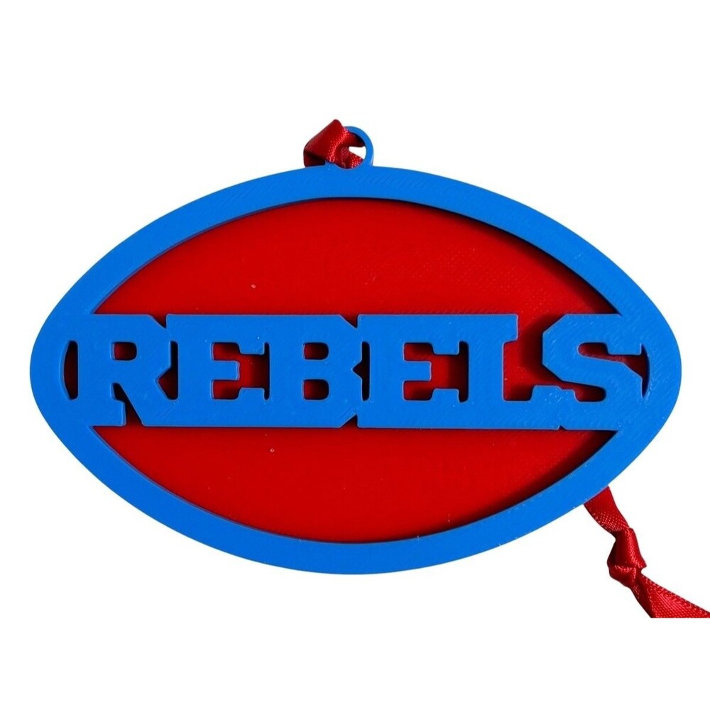 3D Printed 4" Ornament - Rebels - Cyan over Red - O003-1102